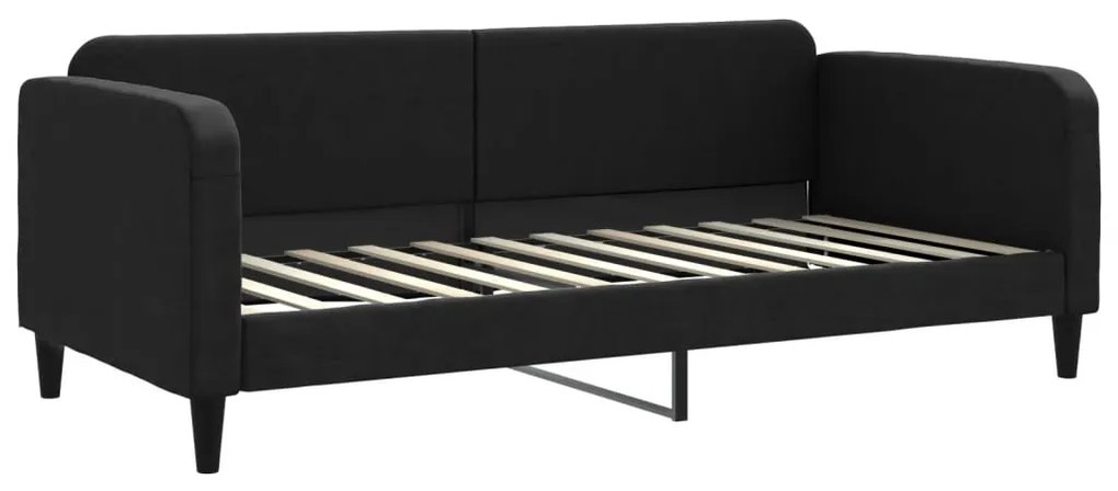 Divano letto con materasso nero 90x200 cm in tessuto