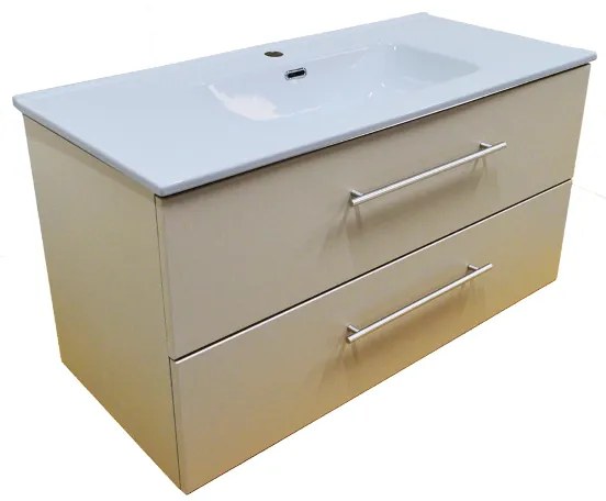 Bagno base sospeso 102 cm con lavabo specchio e lampada LED MAYA1 Tortora Opaco