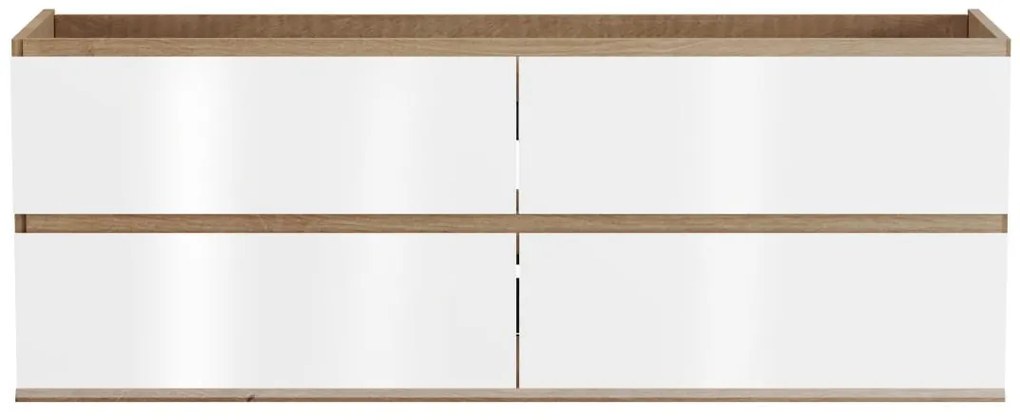 Mobile sotto lavabo sospeso 150 cm Naturale chiaro e Bianco  - SABURI