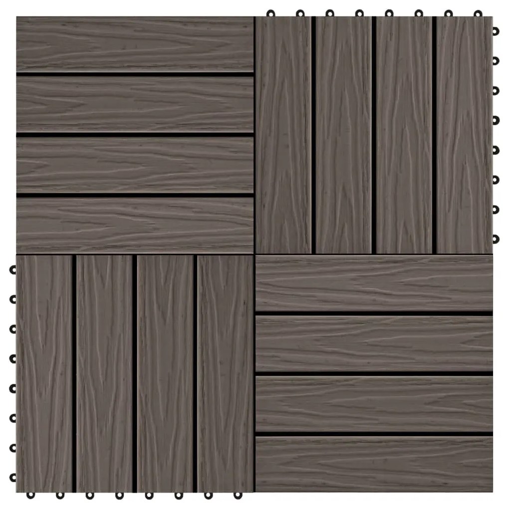 Piastrelle 11 Pz Goffrature Wpc 30x30 Cm 1 Mq Marrone Scuro /