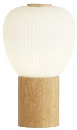 Lampada da tavolo ella - legno e vetro opalino rigato