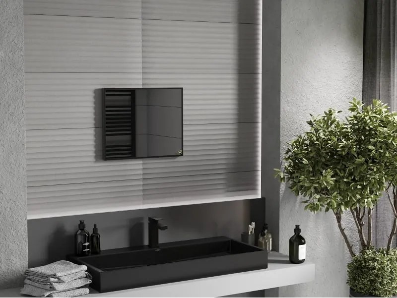Mexen Loft specchio da bagno rettangolare 50 x 40 cm, cornice nera - 9852-050-040-000-70
