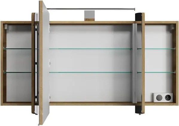 Specchio Contenitore Con Illuminazione Cassca PELIPAL legno caldo L 120 x H 67 x P 17 cm