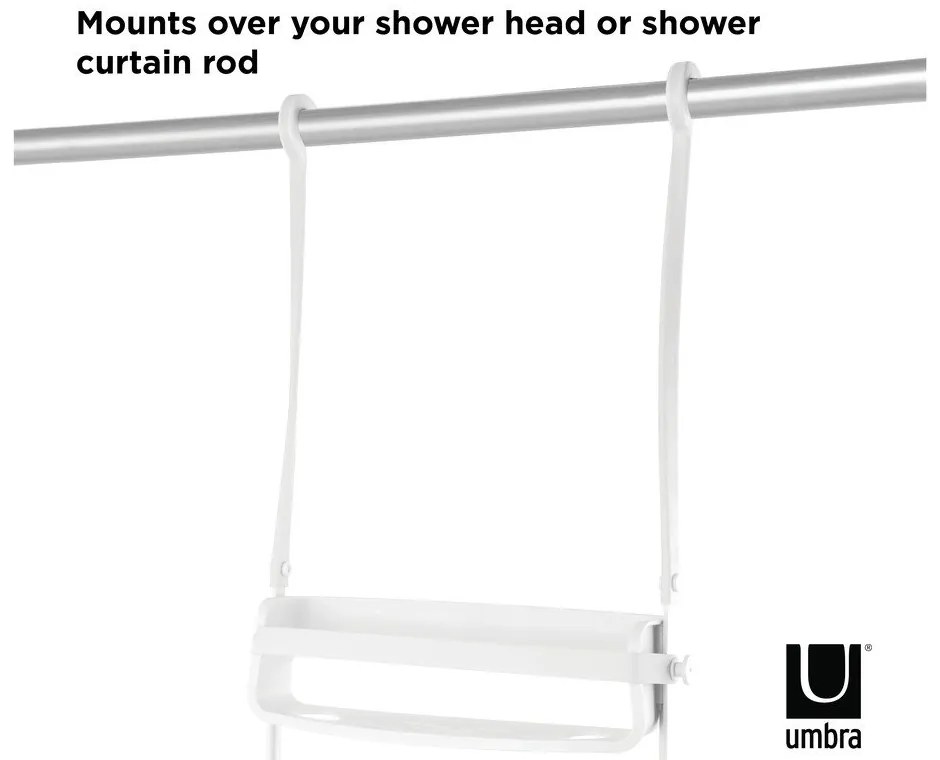 Mensola in plastica bianca sospesa per il bagno Flex - Umbra