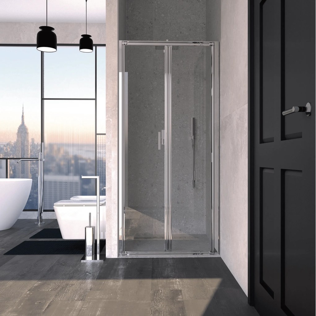 Box Doccia a Soffietto 80 Cm Ercos "Gold" Cromo Lucido/Vetro Trasparente