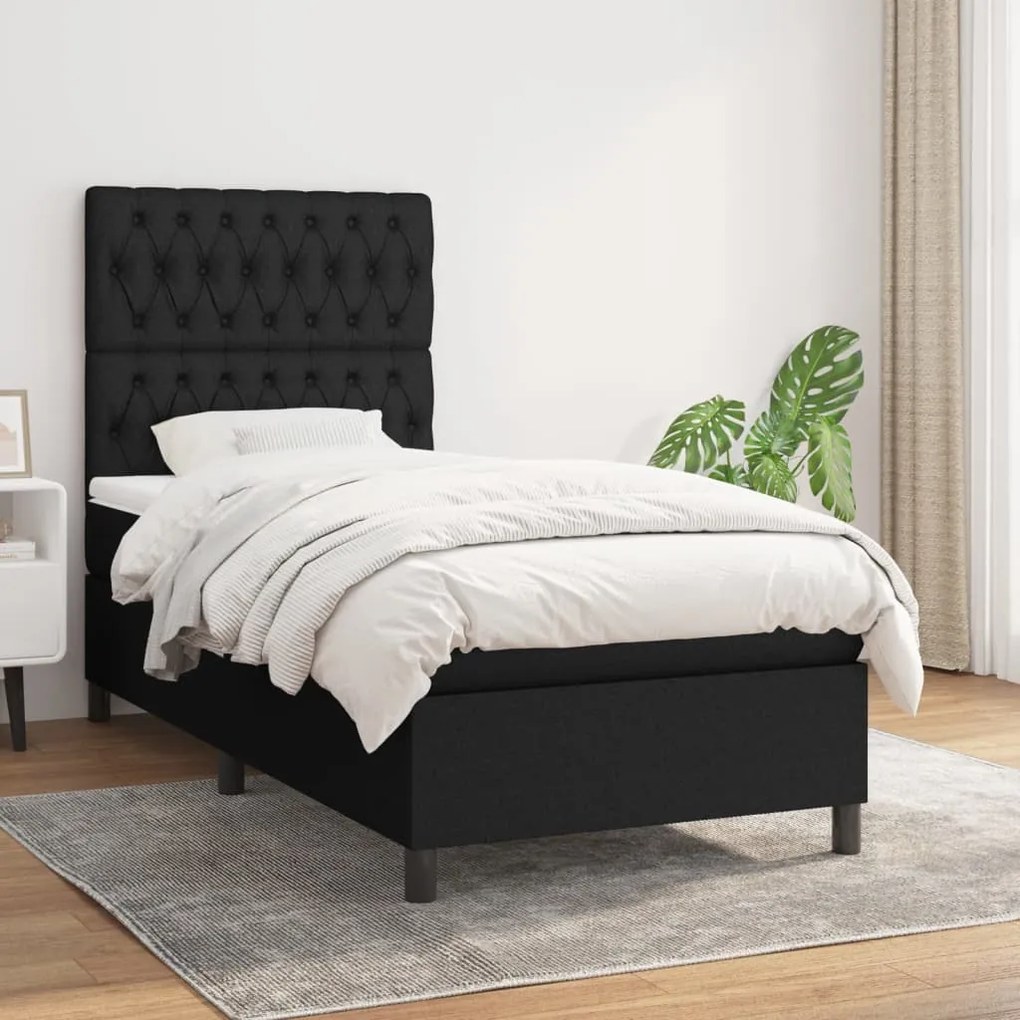Giroletto A Molle Con Materasso Nero 100x200 Cm İn Tessuto /