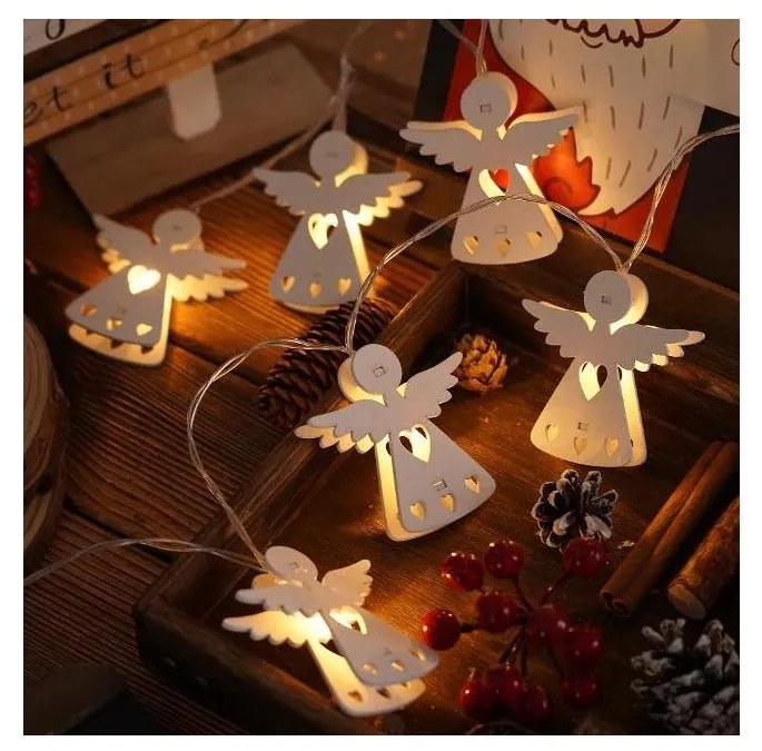 Retlux - Catena natalizia LED 10xLED/2xAA/bianco caldo 2m angioletti