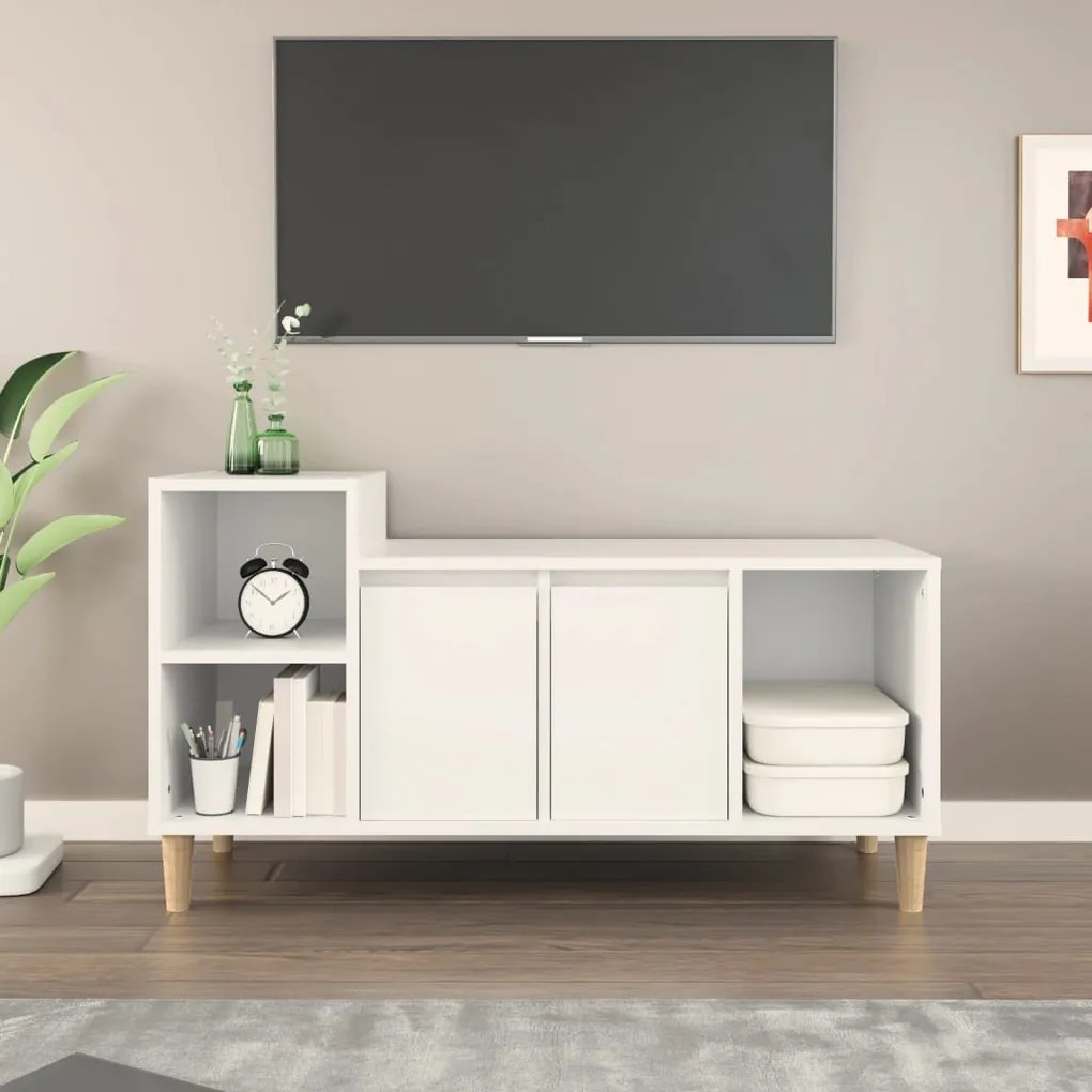 Mobile Porta Tv Bianco 100x35x55 Cm İn Legno Multistrato /