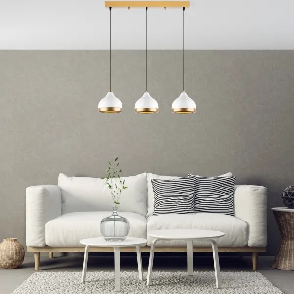 Lampadario a cavo YILDO 3xE27/40W/230V bianco/oro