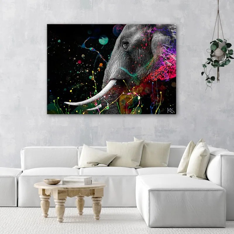 Quadro su tela, Astrazione di elefante africano  Dimensioni 90x60