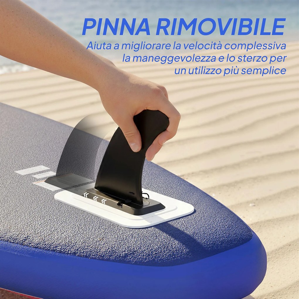 Tavola Sup Gonfiabile 305x89x15 cm con Sedile Pagaia e Accessori in Plastica ed EVA Blu Rosso Rosa...