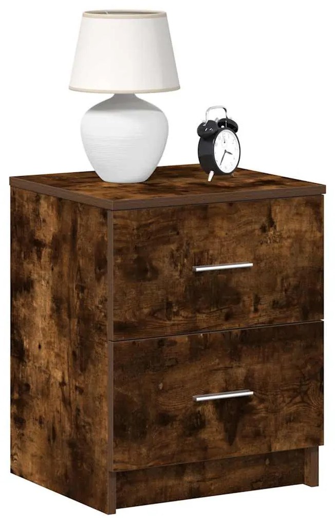 Comodino Con 2 Cassetti Rovere Fumo 40x36x50 Cm /