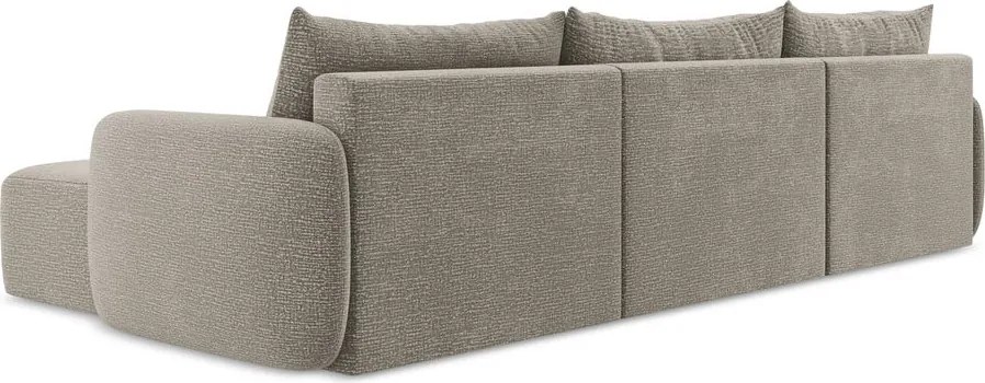 Divano angolare beige allungabile/con contenitore Kalena – Makamii