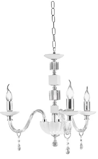 Lampadario sospeso LIVIA in vetro e cristallo D60 cm Bianco 3 luci