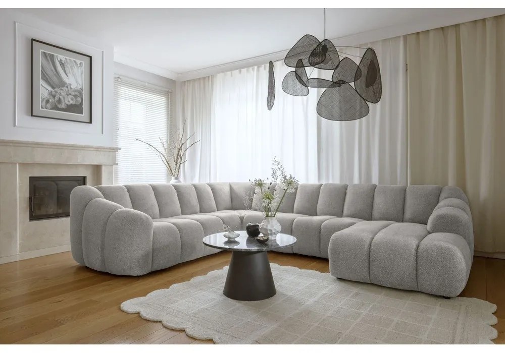 Divano angolare grigio chiaro (con penisola a sinistra/a U) Shell – Miuform