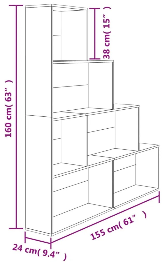 Libreria/Divisorio Grigio Cemento 155x24x160 Legno Multistrato