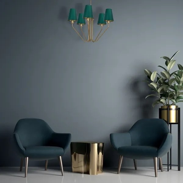 Lampadario a sospensione con supporto rigido VICTORIA 5xE27/60W/230V verde