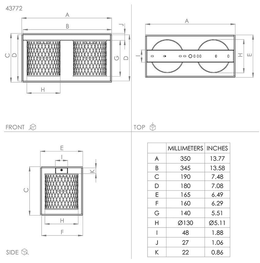 Plafoniera Industrial Catterick 2 Luci Acciaio Nero