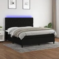 Letto a Molle con Materasso e LED Nero 160x200 cm in Tessuto 3135127