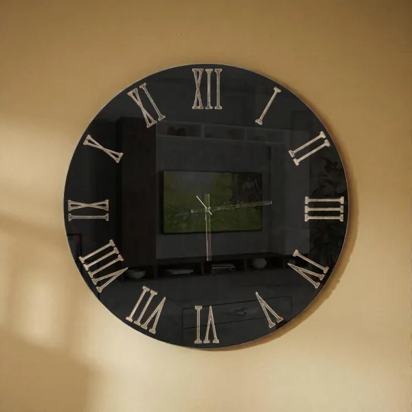Orologio rotondo da parete LUX D65 cm a specchio fumč e numeri ambra