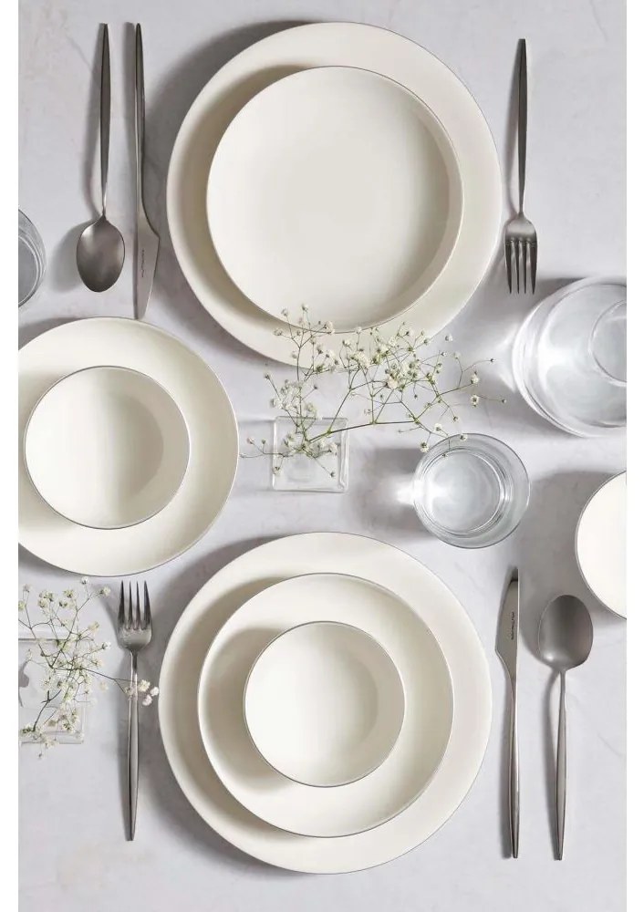 Set da tavola 18 pezzi in porcellana, bianco/argento