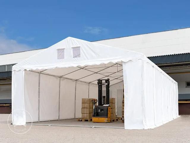 TOOLPORT 5x10 m tenda capannone, altezza 2,6m, PVC 800, telaio perimetrale, bianco, senza statica - (8518bl)