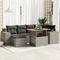 Set Divani da Giardino 7 pz con Cuscini Grigio in Polyrattan 3327399