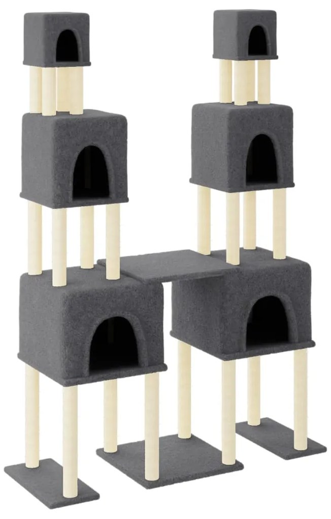 Albero per gatti con tiragraffi in sisal grigio scuro 199 cm