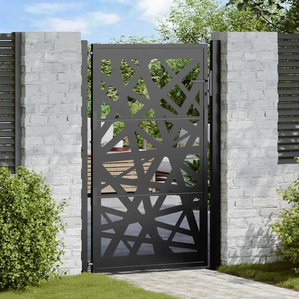 Cancello Giardino Nero 105x155 Cm İn Acciaio Design Leggero /