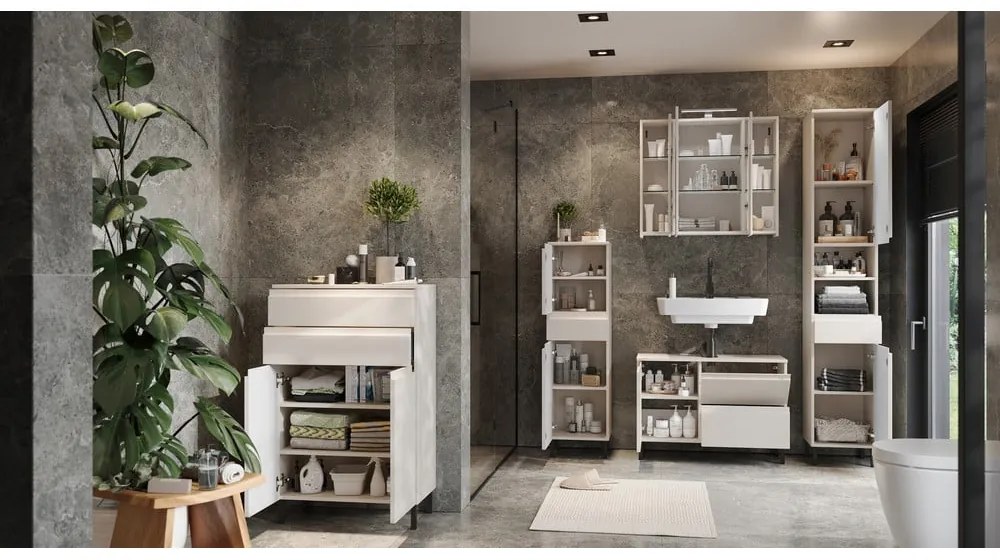 Mobile per bagno color crema alto 60x97 cm Salinas – Germania