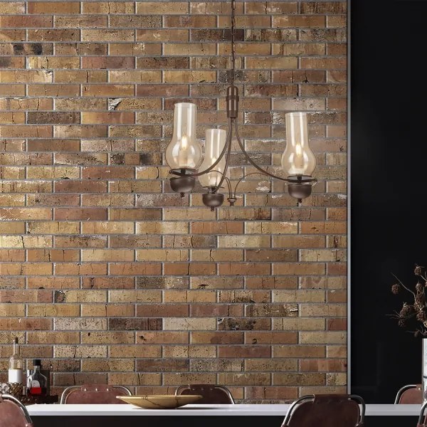 Brilagi - Lampadario LED a catena COTTAGE 3xE14/40W/230V faggio/marrone/beige fumé