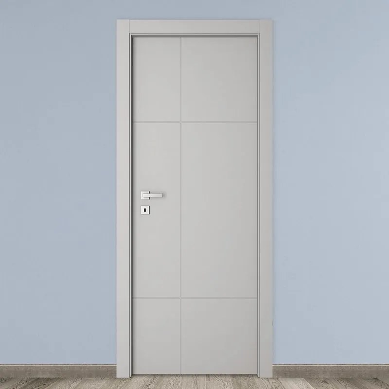 Porta tamburata battente City grigio L 60 x H 210 cm reversibile