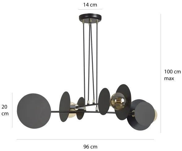 Lampadario a sospensione con filo IDEA 4xE27/15W/230V nero