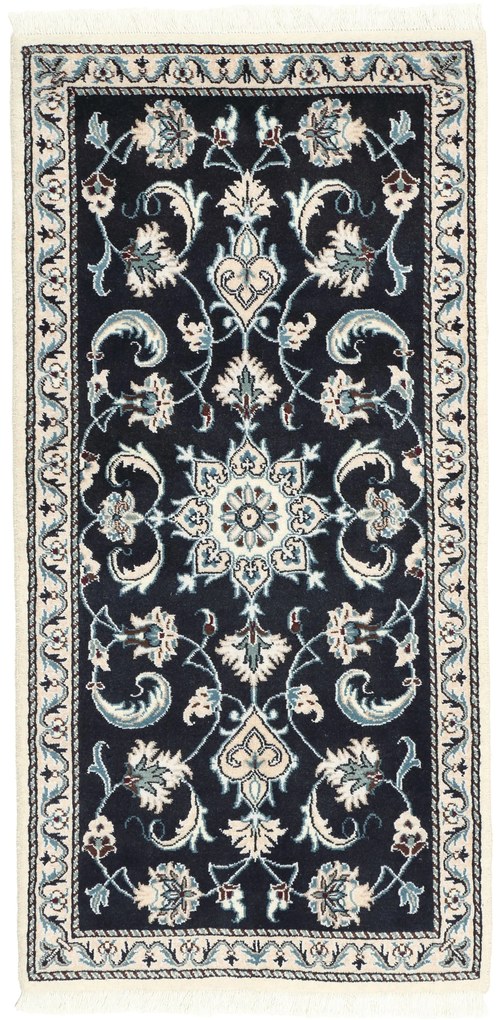 Nain Tappeto persiano 140x70 Blu (Iran) Annodato A Mano