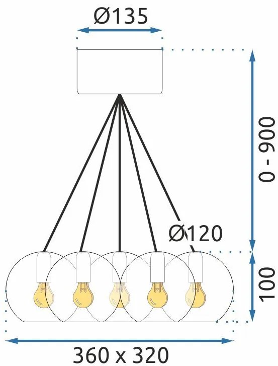 Lampada da soffitto Sfere in vetro APP560-7CP