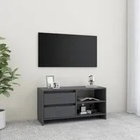 Mobile Porta TV Grigio 80x31x39 cm in Legno Massello di Pino