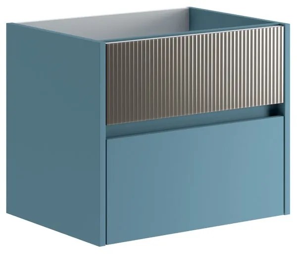 Mobile da bagno sotto lavabo Niwa blu laccato opaco L 59.5 x H 50 x P 45.5 cm 2 cassetti, lavabo non incluso