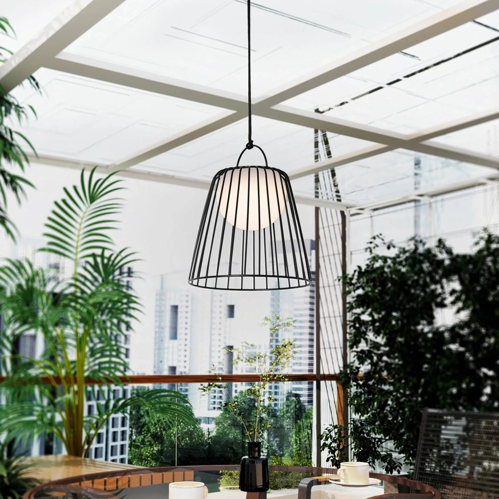 Lindby Lampada a sospensione da esterno ricaricabile LED Levino, nero, Levino Lindby, dimmerabile, Nero, Metallo, Moderno