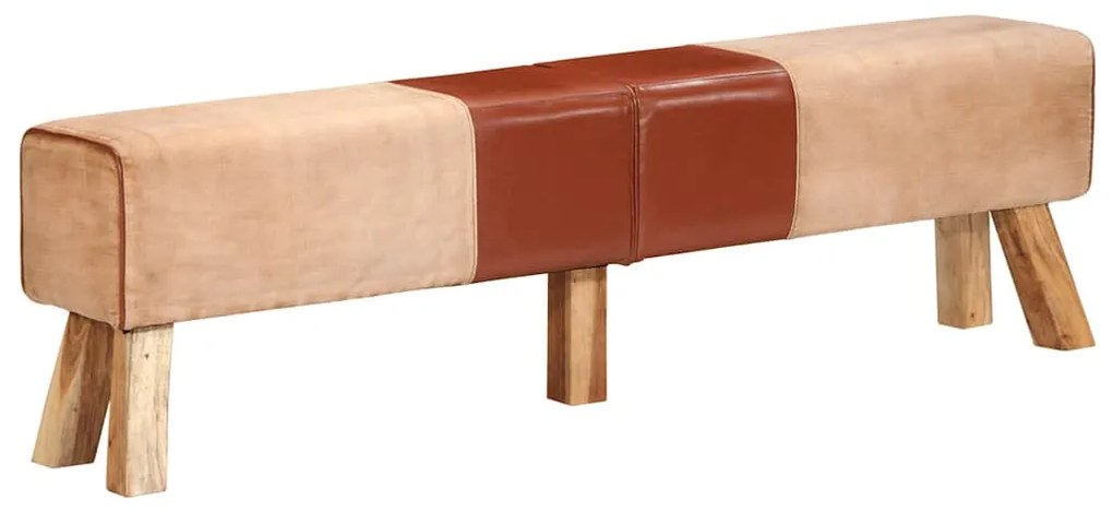 Panca Per Esercizi Marrone 160 Cm İn Vera Pelle E Tela /