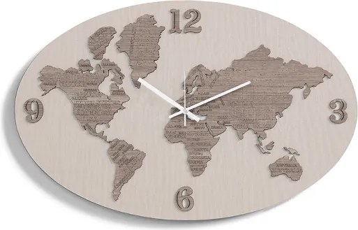 Orologio da parete 70x45 cm PLANISFERO in legno laminato TRS