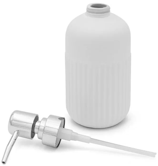 Accessori bagno da appoggio in set 3 pezzi in ceramica colore bianco Cup
