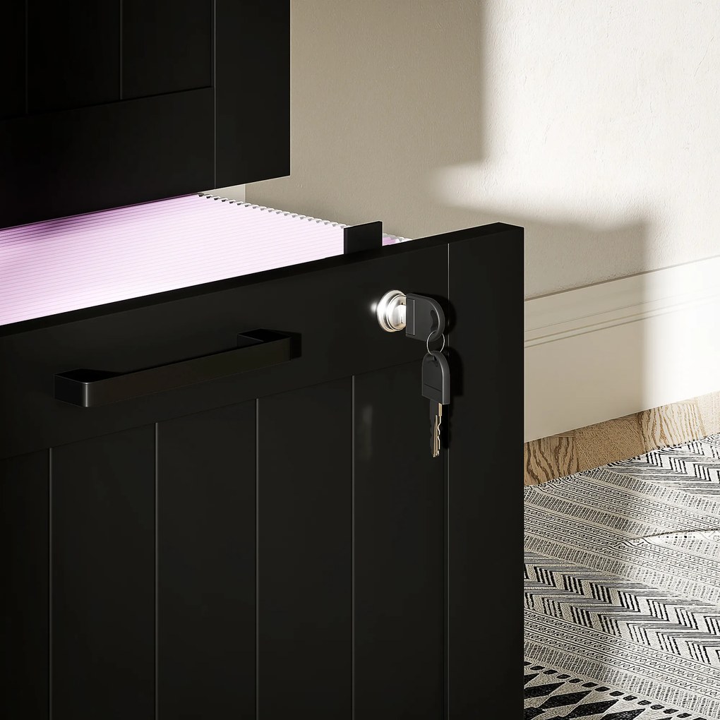 Cassettiera Portadocumenti a 4 Cassetti 40x40x131 cm 2 Serrature in Legno Nero...