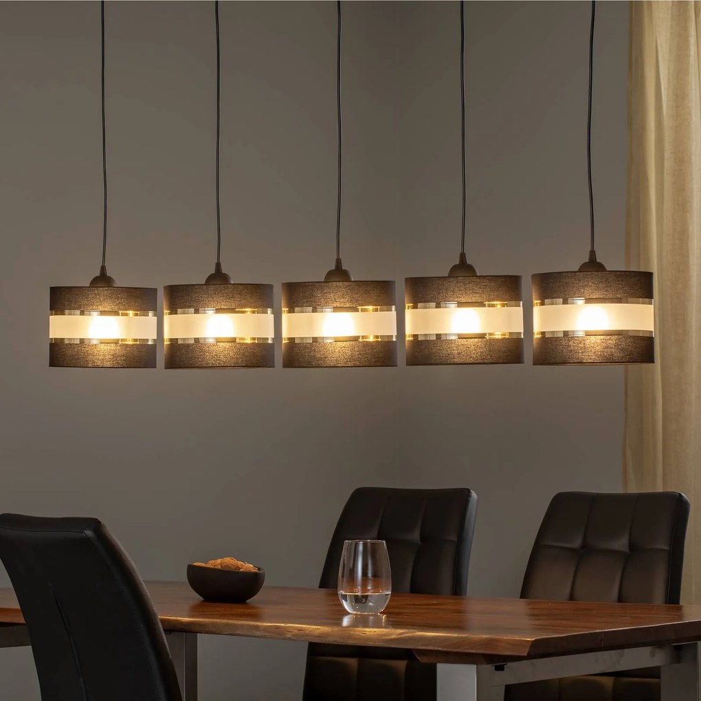 HELAM Lampada a sospensione Helen nero-oro a 5 luci