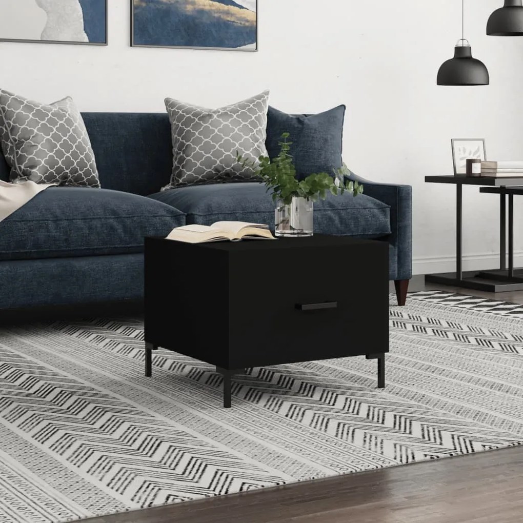 Tavolino Da Salotto Nero 50x50x40 Cm İn Legno Multistrato /