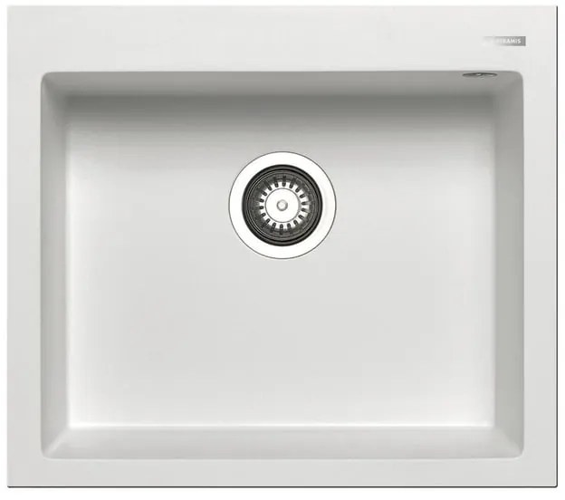 Lavello integrato 1 vasca in granito bianco PYRAMIS Voyager L 50 x L 57 cm