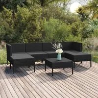 Set Divani da Giardino 7 pz con Cuscini in Polyrattan Nero 3094537