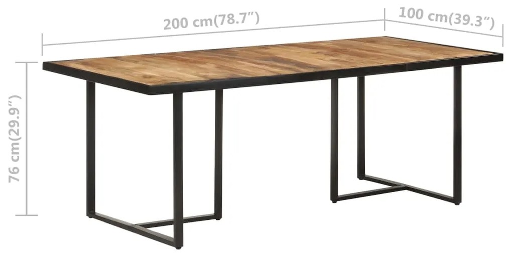 Tavolo da Pranzo 200 cm in Legno di Mango Grezzo