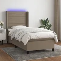 Letto a Molle con Materasso e LED Tortora 90x200 cm in Tessutocod mxl 123255