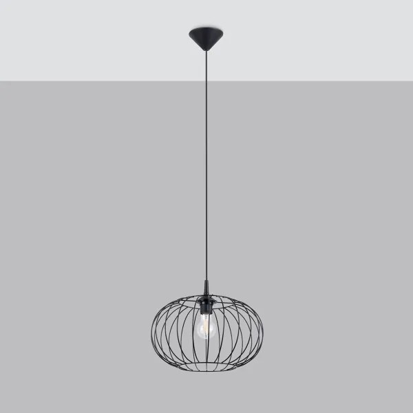 Sollux SL.1185 - Lampadario a sospensione con filo TSUNO 1xE27/15W/230V nero