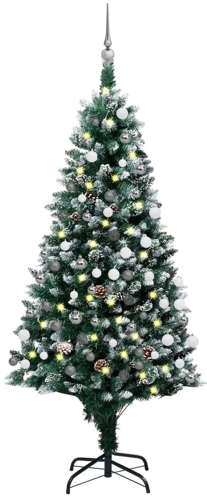 Albero di Natale Preilluminato con Palline e Pigne, Albero di Natale Preilluminato con Palline e Pigne 180 cm VI